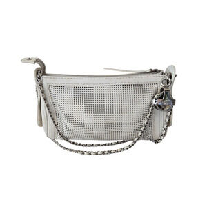 Chanel Caviar Perforated Pulley White Ivory Leather Shoulder Bag